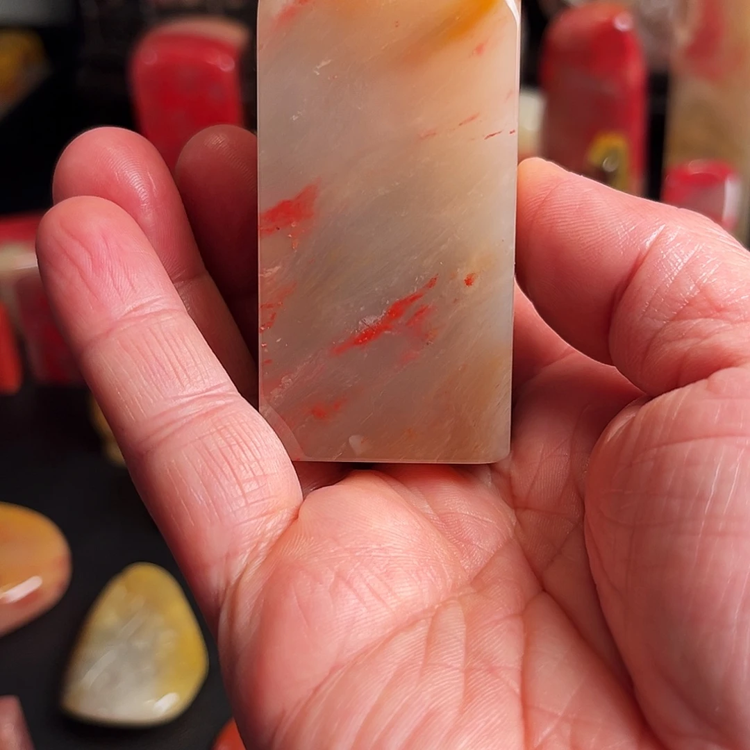 巴林石印石巴林玻璃冻鸡血石大章