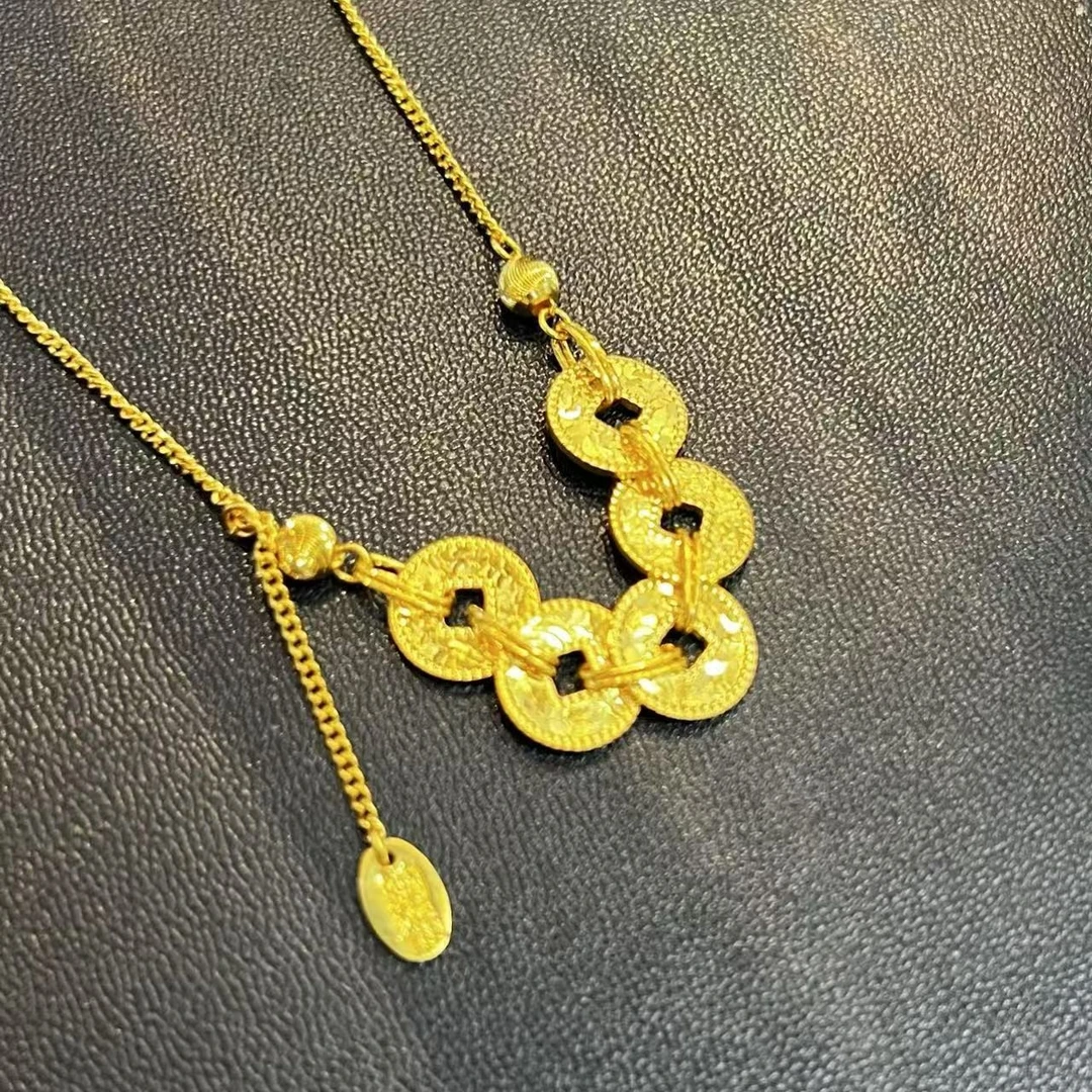 足金【五帝币】宫廷百搭女士项链母亲节礼物水贝黄金项链直播黄金