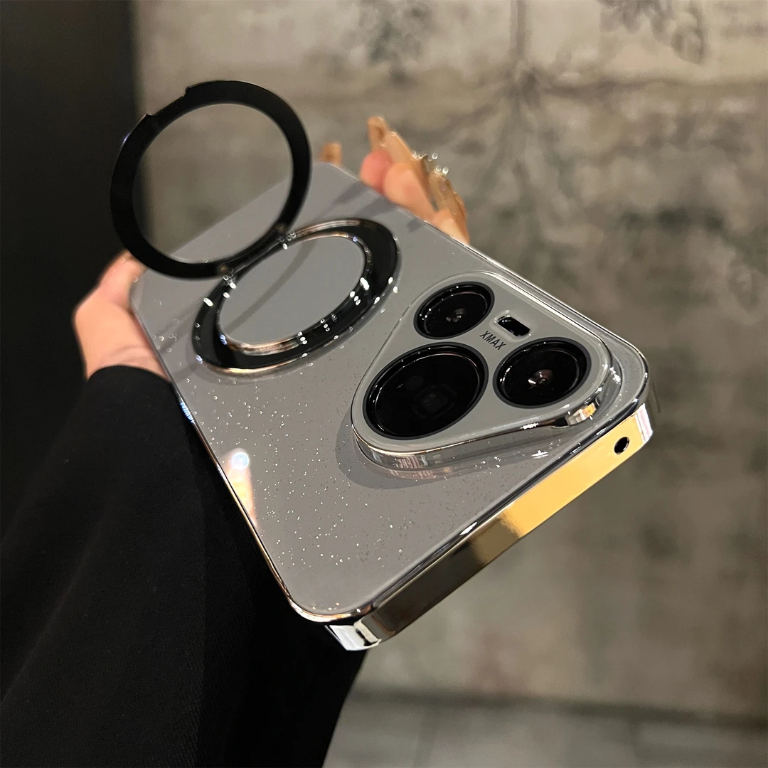 适用华为Pura70磁吸旋转支架Pura70Pro+冰晶满天星支架防摔手机壳