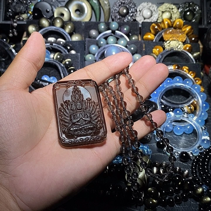 黑曜岩未镶嵌手链一****喵