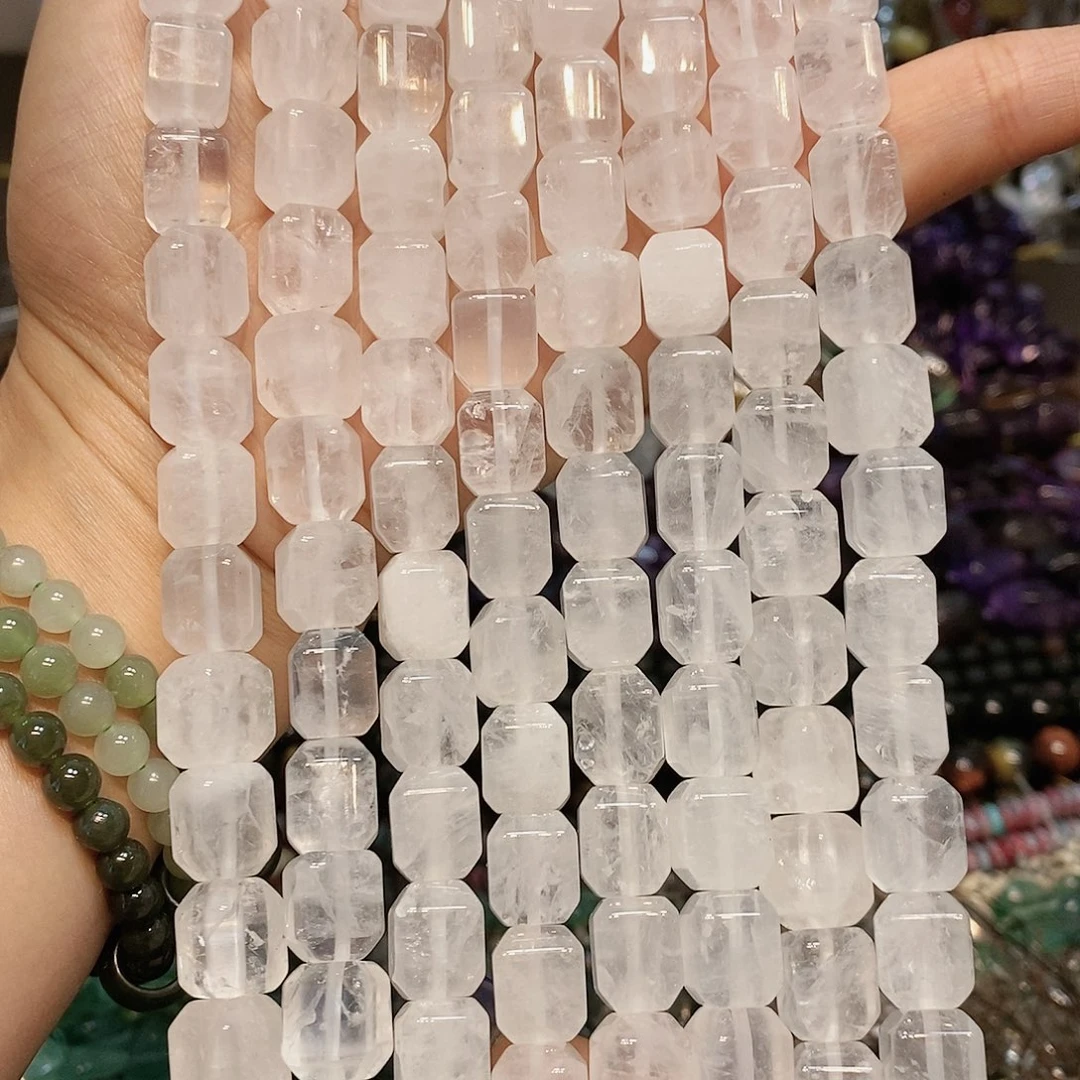 玛瑙/玉髓散珠天然白水晶方糖11mm一条
