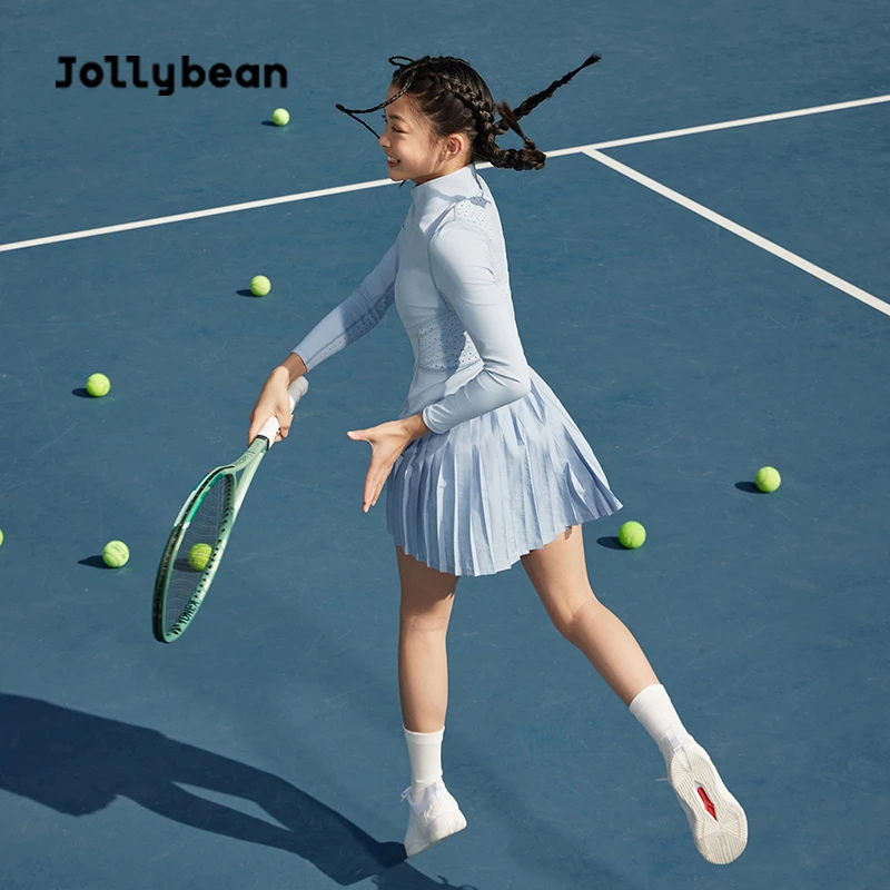 Jollybean女童网球25春夏款半拉链高尔夫运动连衣裙内搭安全裤