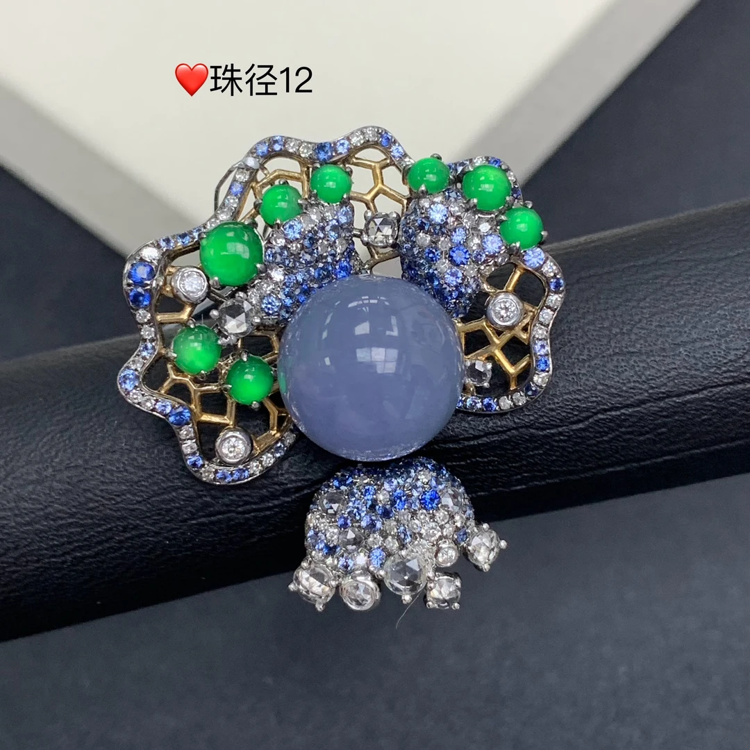 新品推荐·18K金浓紫紫罗兰圆珠珠子翡翠玉石缅A戒指复古设计款