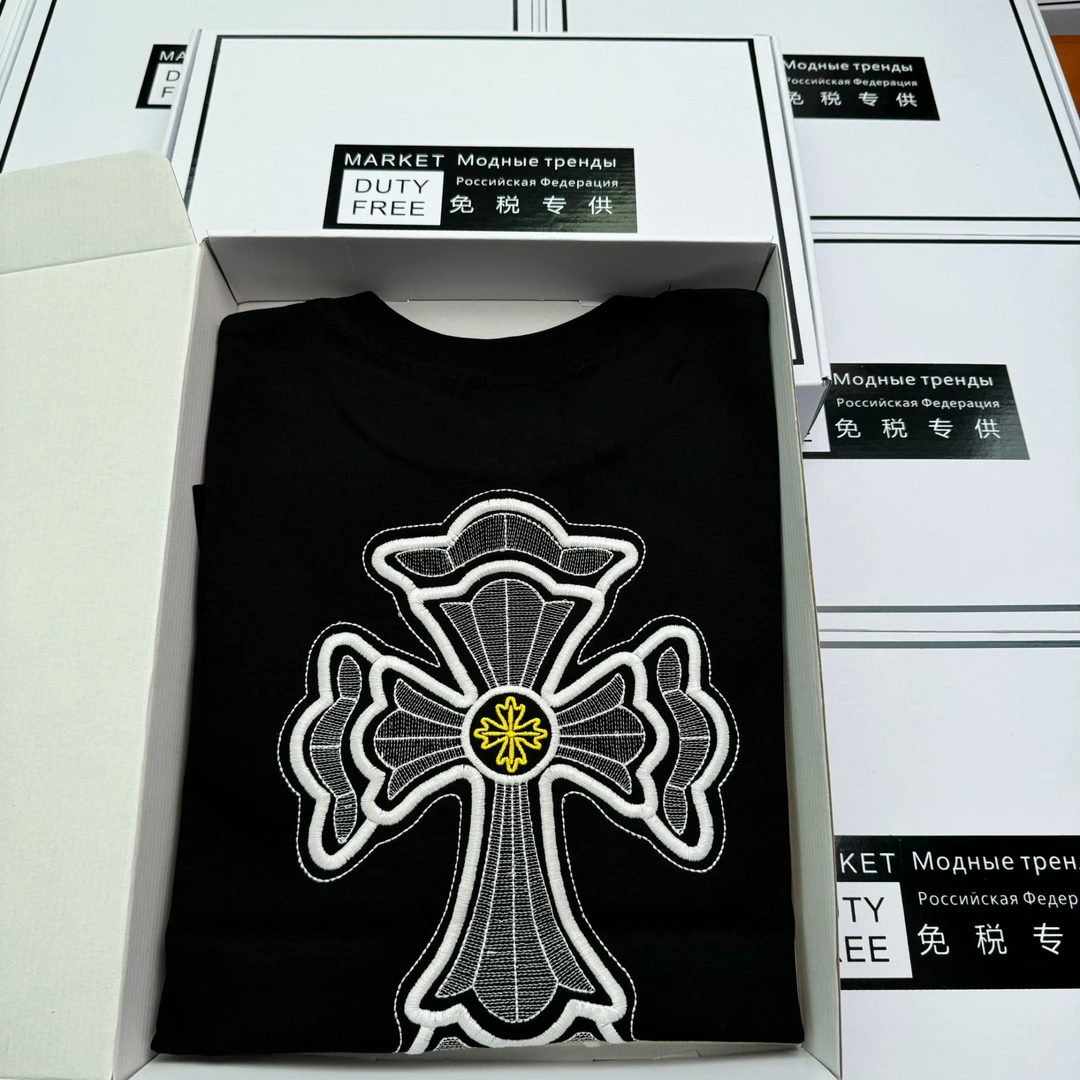【3381】-广州UUS-欧潮阔版私服短袖男女同款-光变十字/300克重磅棉
