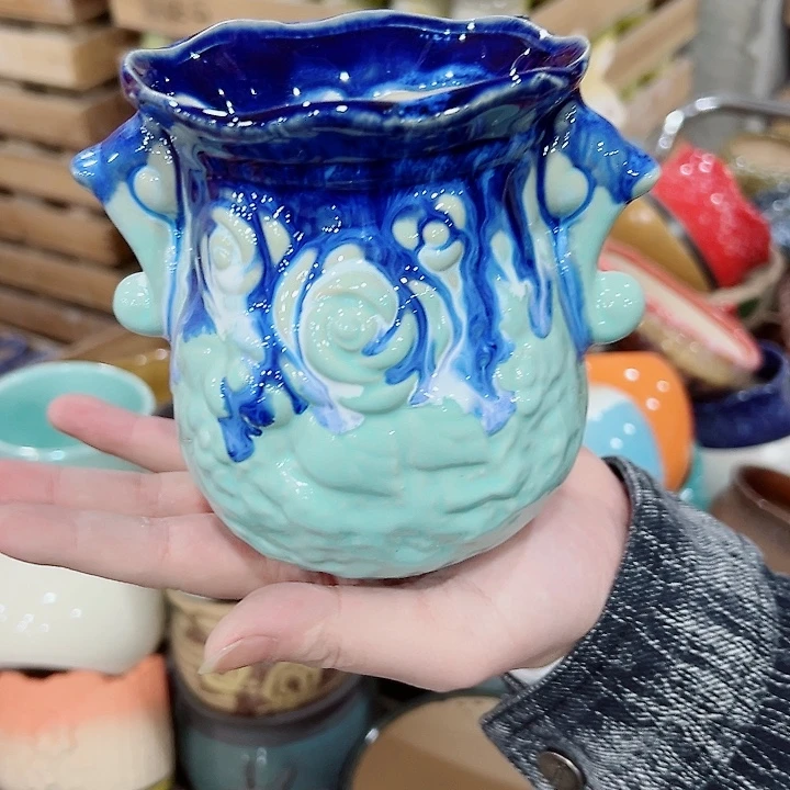 有孔.凑满10元发货多肉陶瓷花盆！