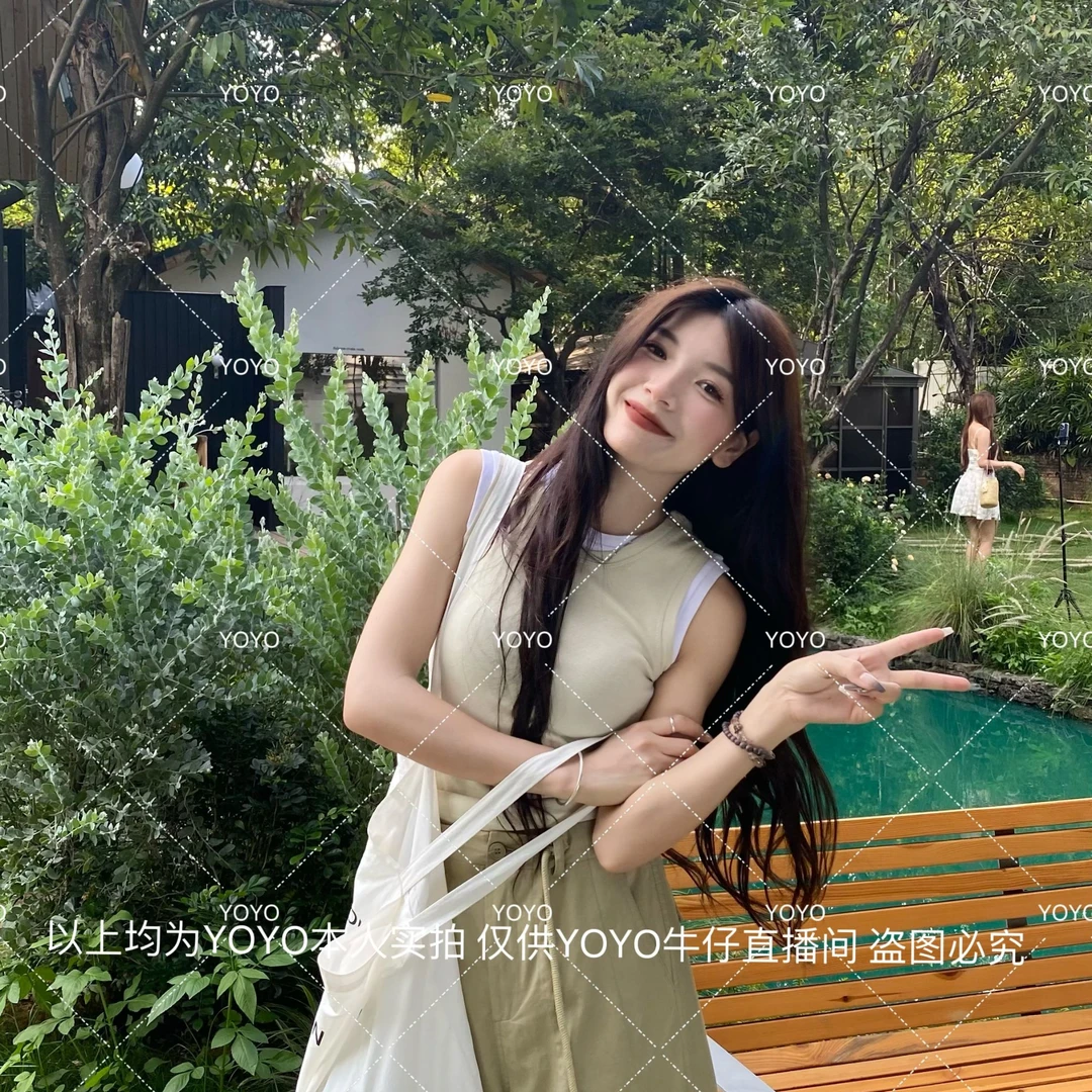 YOYO自制【浅绿叠穿】夏季新款显瘦小众无袖清新上衣背心