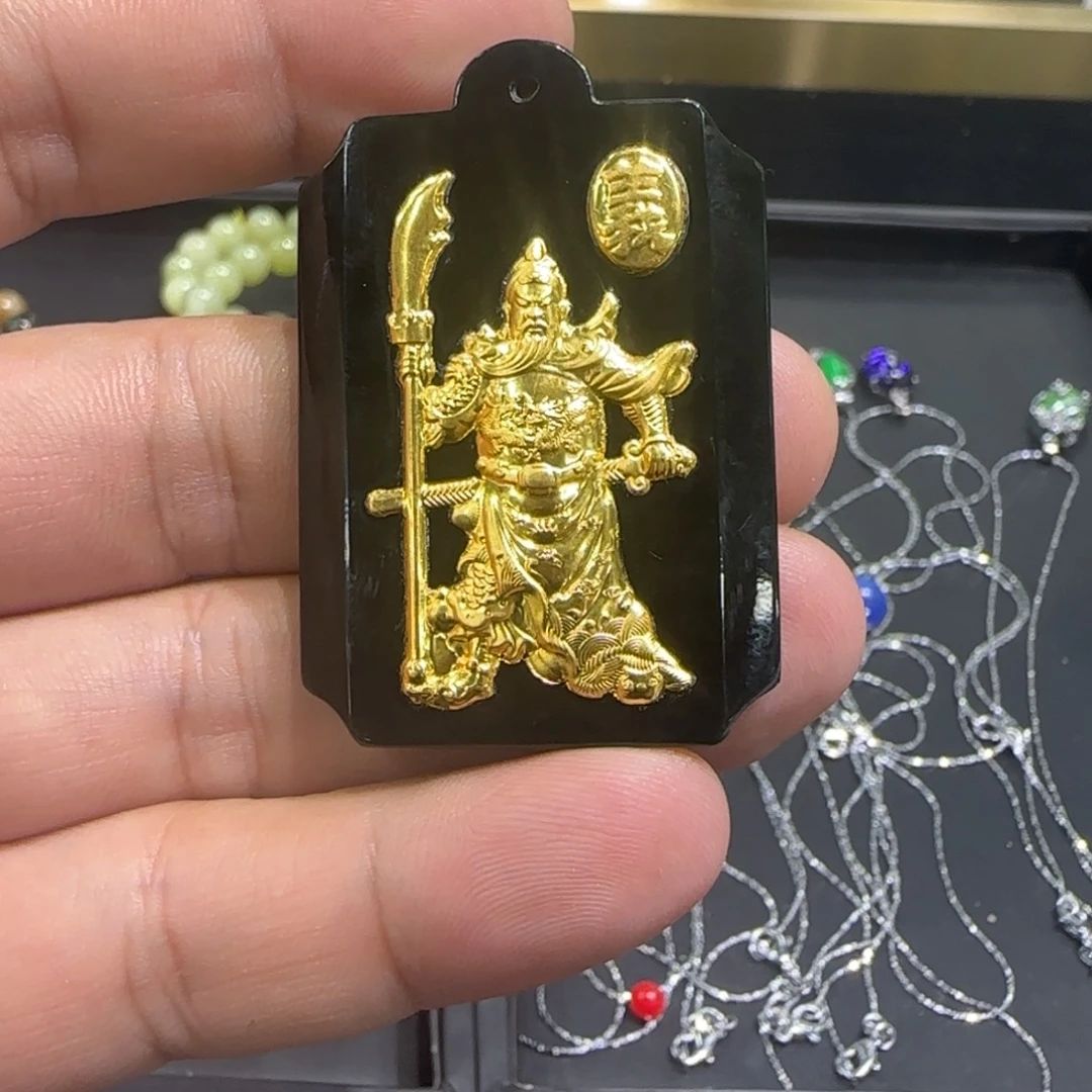 和田玉（糖玉）未镶嵌颈饰关公无事牌