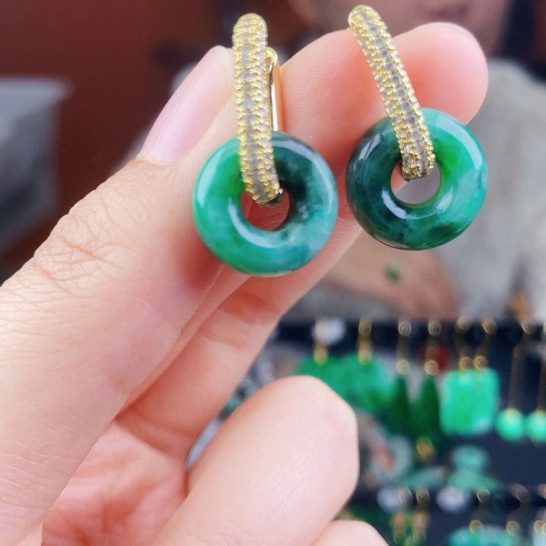 翡翠未镶嵌耳饰饰品