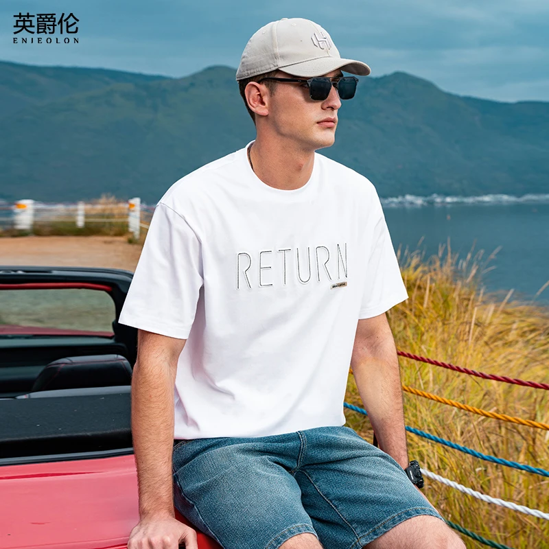 凉感吸湿速干短袖T恤男2025夏季休闲字母刺绣冰丝宽松体恤T9513