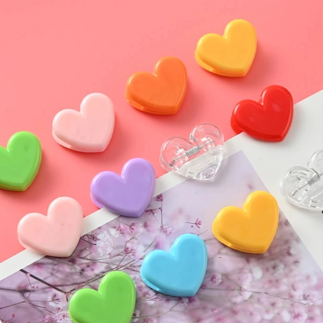 奶油风爱心小夹子卡片夹多巴胺彩色卡片夹子鲜花包装材料批发