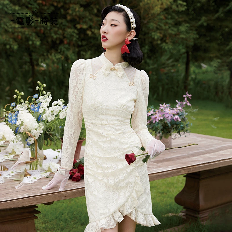【媛媛女王专享】电影时装新款蕾丝旗袍女FEAX112553