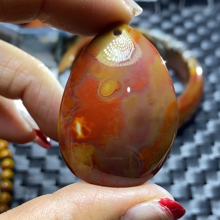 玛瑙/玉髓颈饰足银镀金镶嵌爱*