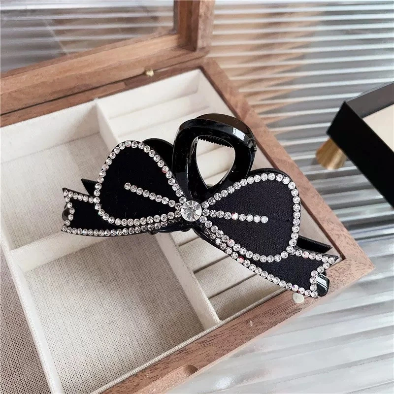 ins轻奢高级感水钻蝴蝶结发夹公主抓夹盘发夹马尾夹发饰A663