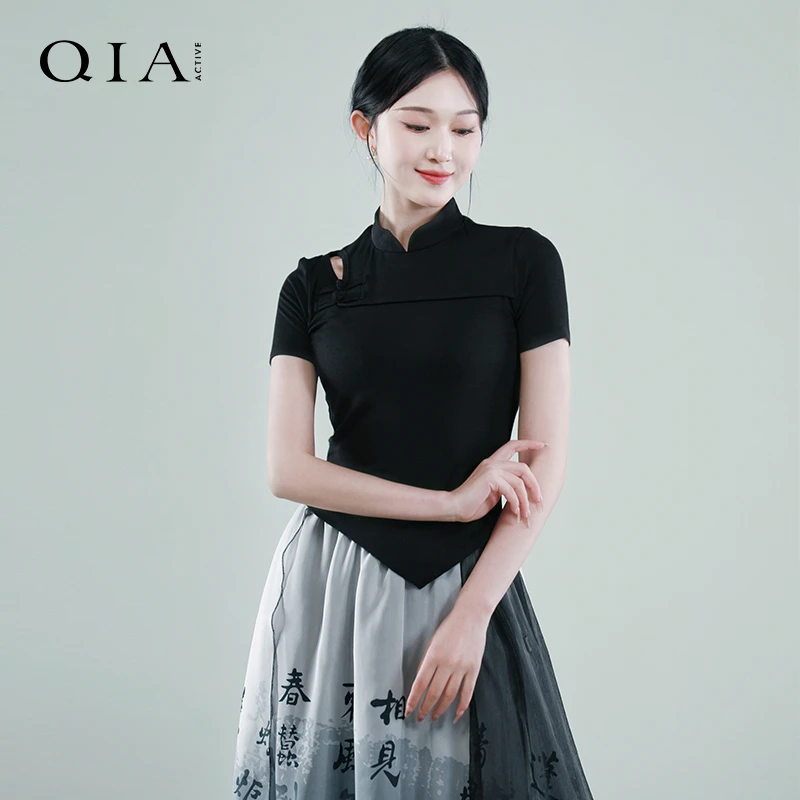 琪亚古典舞练功服女夏季短袖舞蹈服上衣中国风现代民族舞跳舞服装
