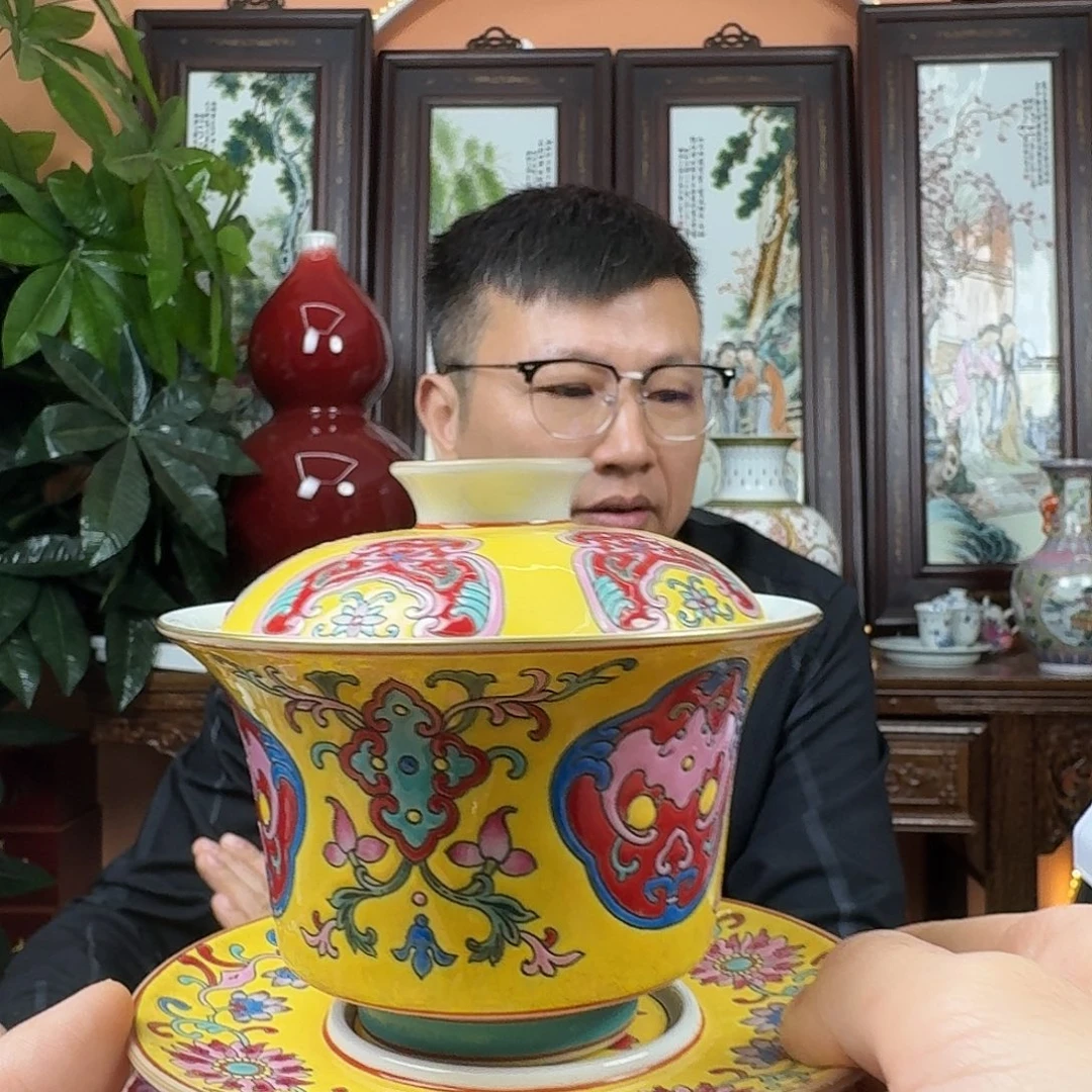 陶摆件景德镇陶瓷手工盖碗