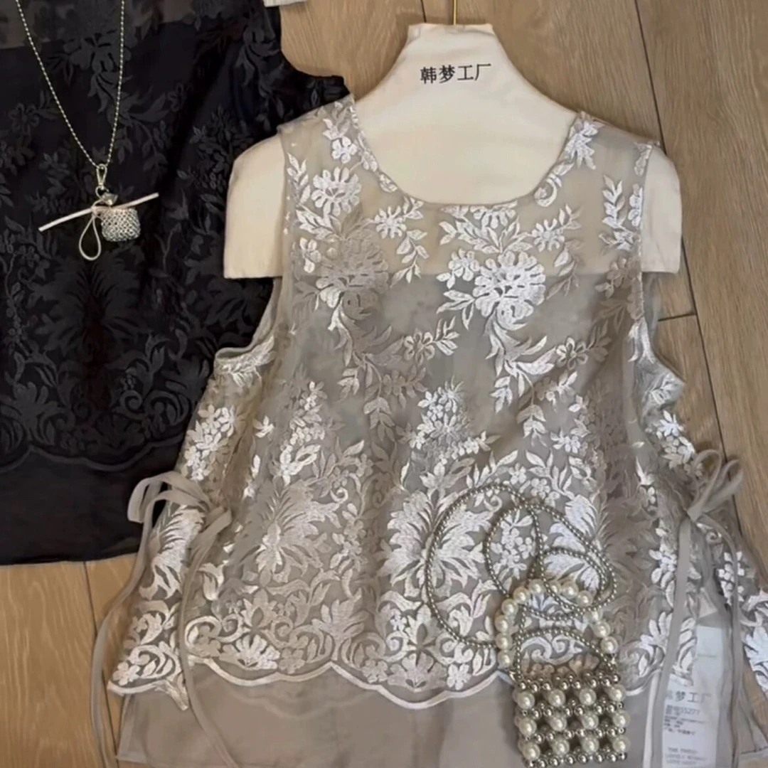 高端丝提花坎袖背心时尚舒适55277