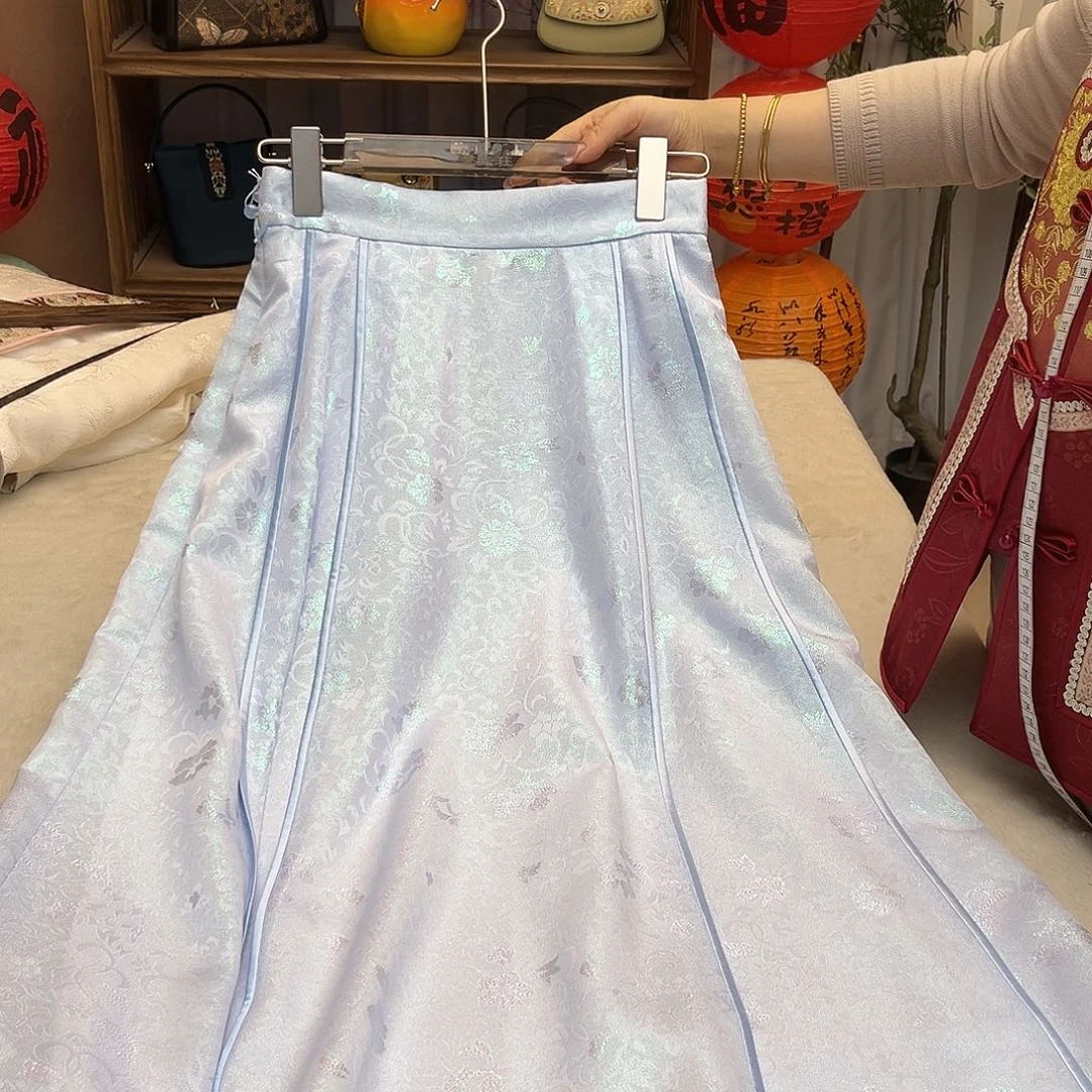 刺绣罗裙平铺腰围64带松紧