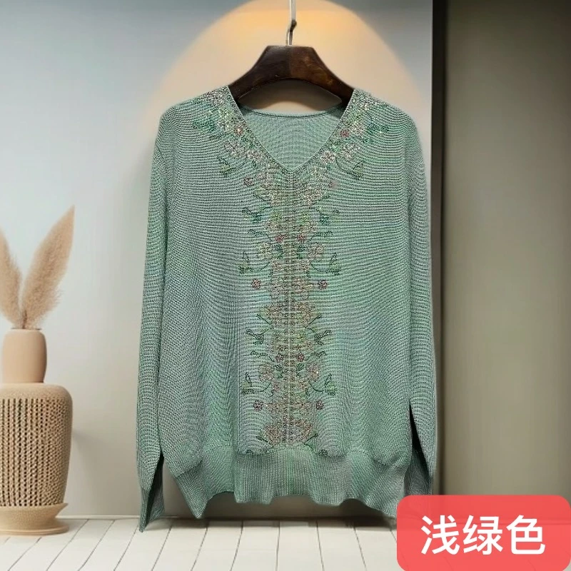 88006-1时尚气质轻奢洋气长袖百搭宽松高档打底衫中老年妈妈装