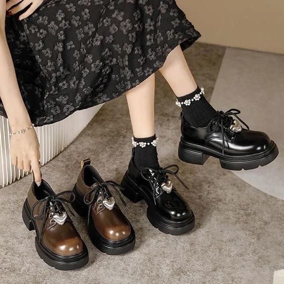 3301/36【新疆包邮】厚底爱心乐福鞋女春秋英伦风小皮鞋复古玛丽珍