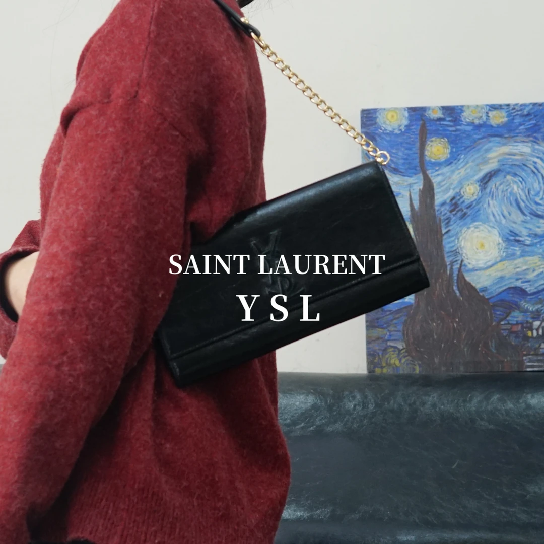95新 YSL/圣罗兰 黑色链条包/HD01716054/6054