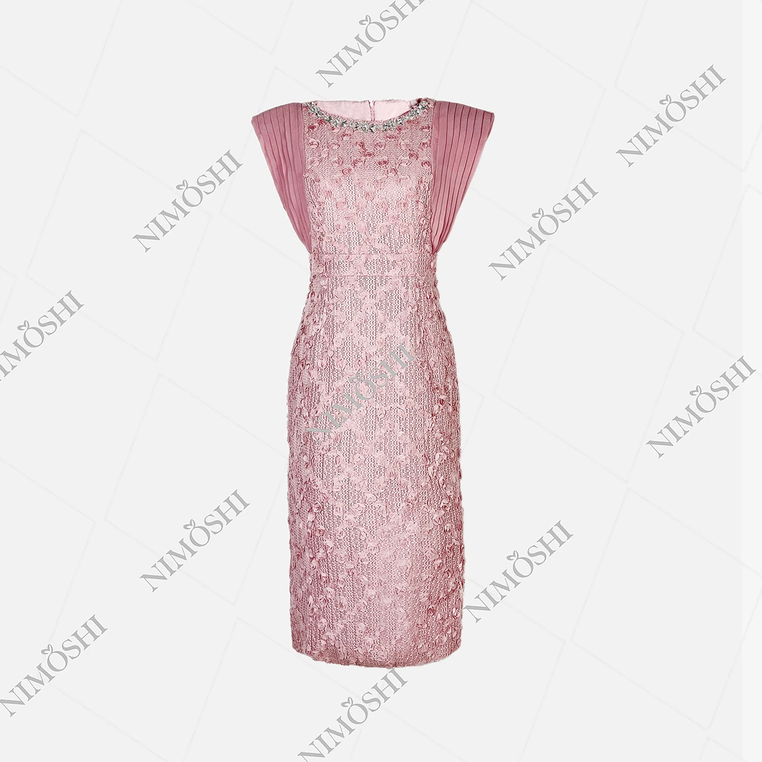 NIMðSHI【专柜飞】韩系轻奢时尚圆领钉珠飞飞袖显瘦款连衣裙女Q1140