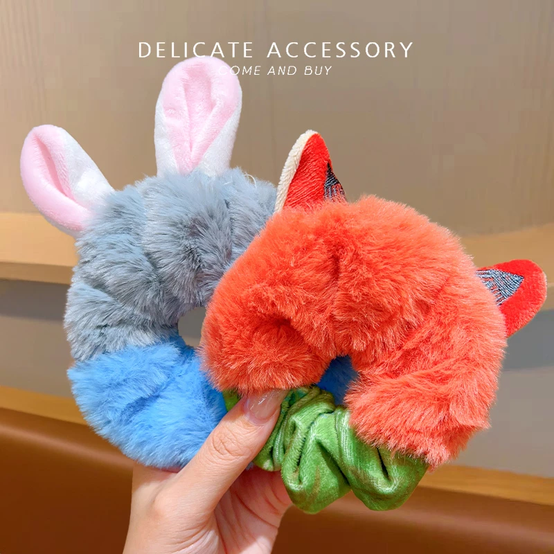 【朱迪尼克】卡通疯狂动物城毛绒发圈头绳皮筋束发带发饰品可爱发绳