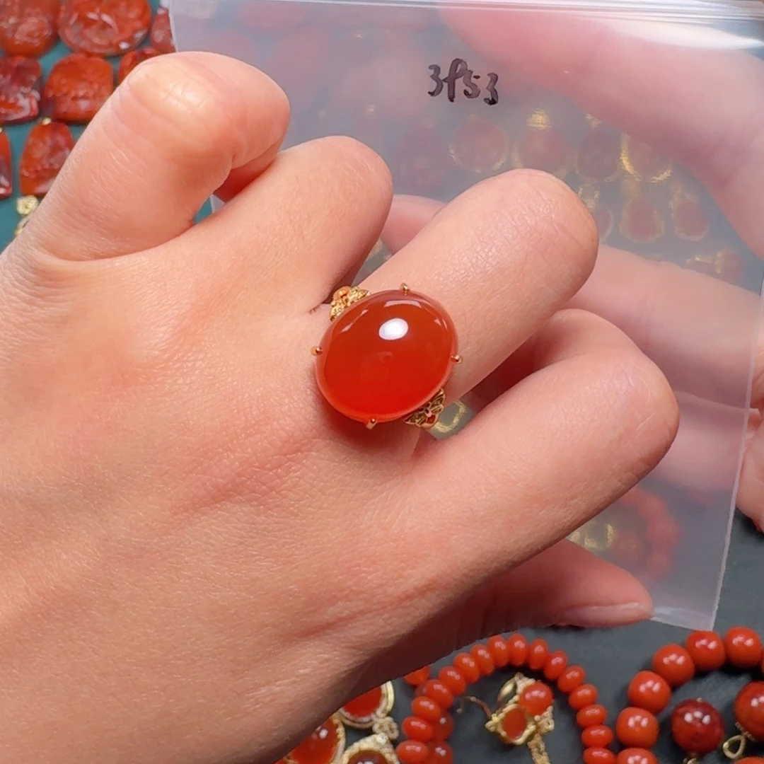 南红玛瑙南红银S925镶嵌长*大