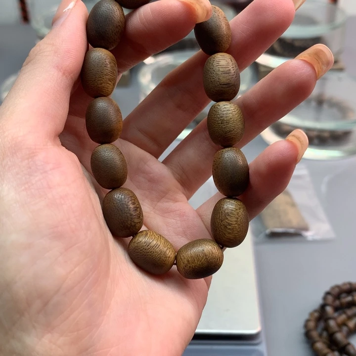 手串沉香1.4枣珠单圈绿棋