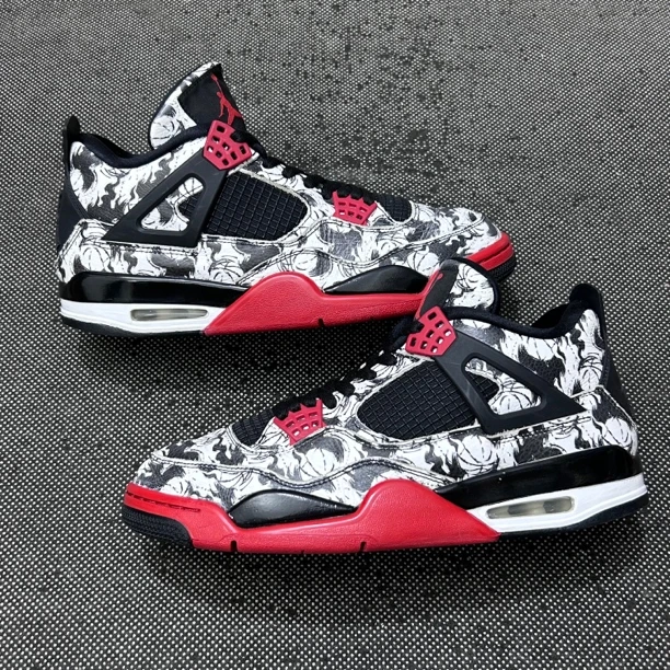 90新 AIR JORDAN 44码 aj4 涂鸦 黑红 原盒 无鞋标 复古休闲鞋
