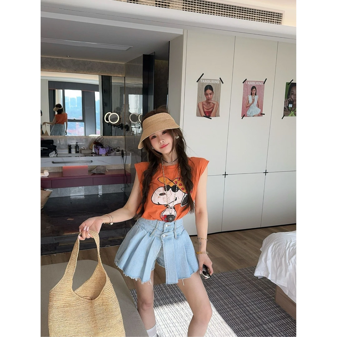 米娜家【落日蜜橘】泡菜订制史努比橘色老汉背心