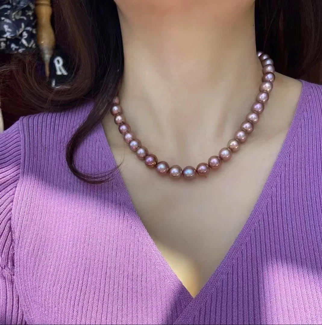 【东哥优选】天然淡水珍珠 紫珠项链 11-14mm多样性发一条