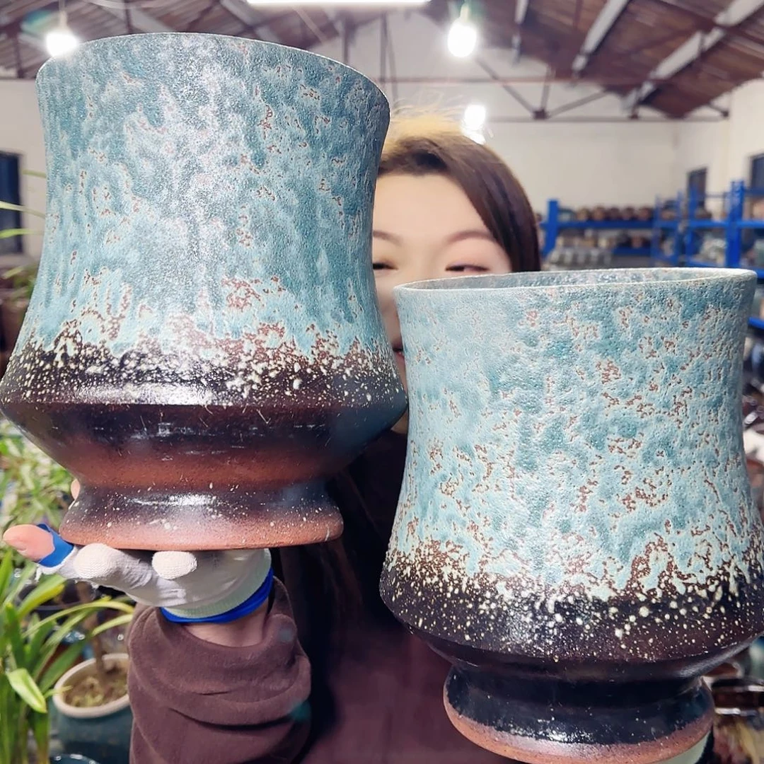 紫砂花盆高24口19