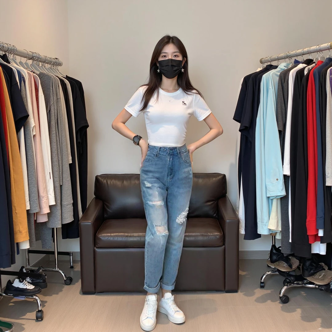 夏季必备爆款破洞牛仔裤女2025新款高腰显瘦哈伦裤