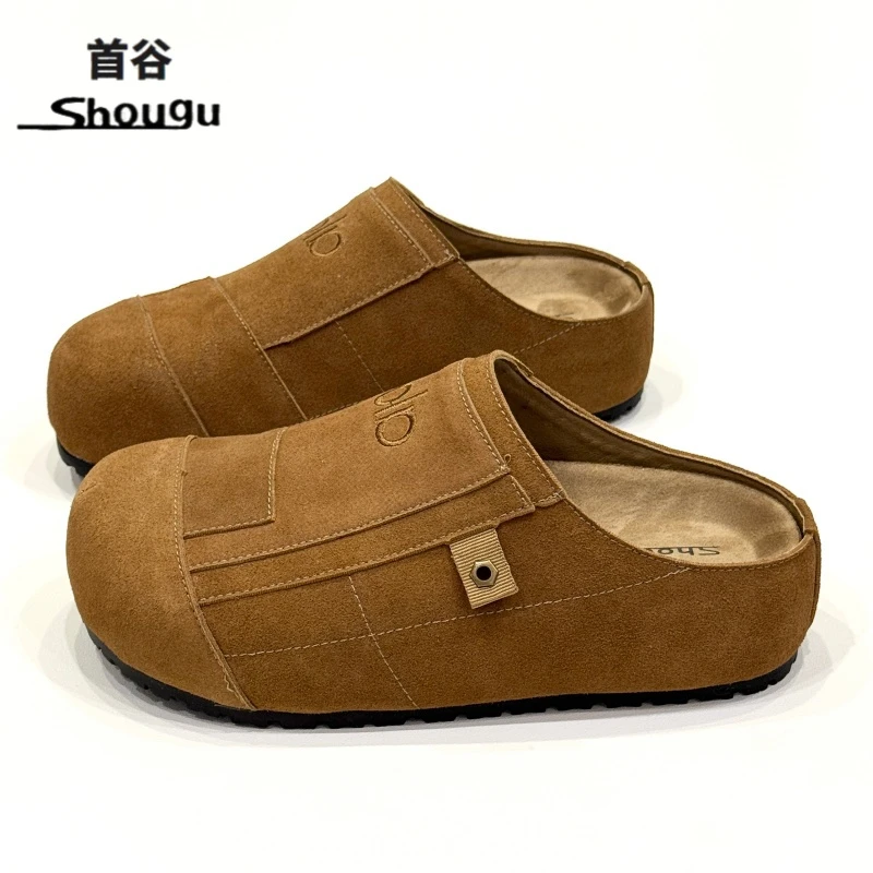 shougu/首谷2026春季新款复古休闲勃肯鞋女厚底软底一脚蹬包头拖