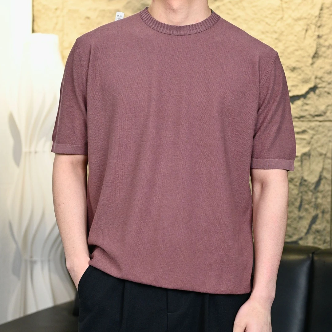 欧如丹25SS16针时尚纯色桑蚕丝T恤舒适简约情侣休闲款短袖潮流