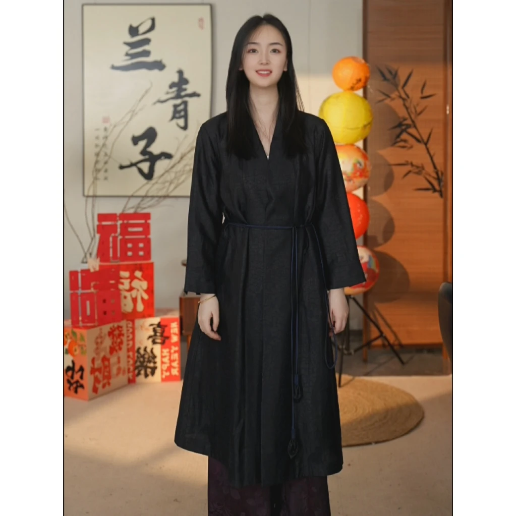新中式国风龟裂纹长款女士风衣外套 01937-1PP