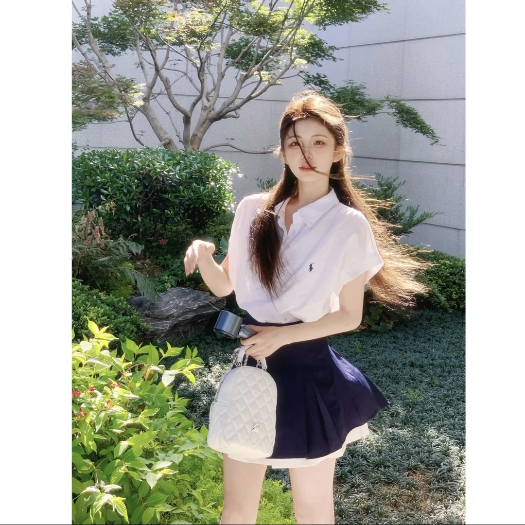 【南艺校高裙子】夏季无袖短袖亚麻衬衫宽松设计感衬衣学院风套装