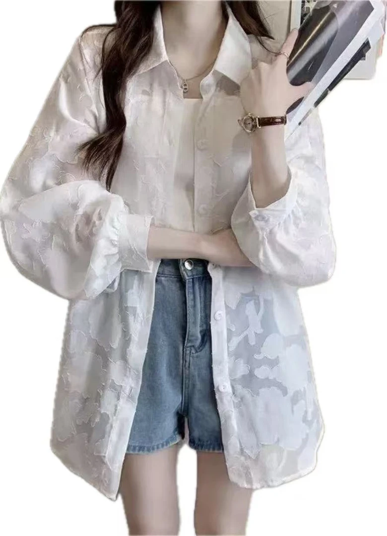 香香女夏2024新款韩版轻薄透气设计感洋气防嗮衬衫外套潮