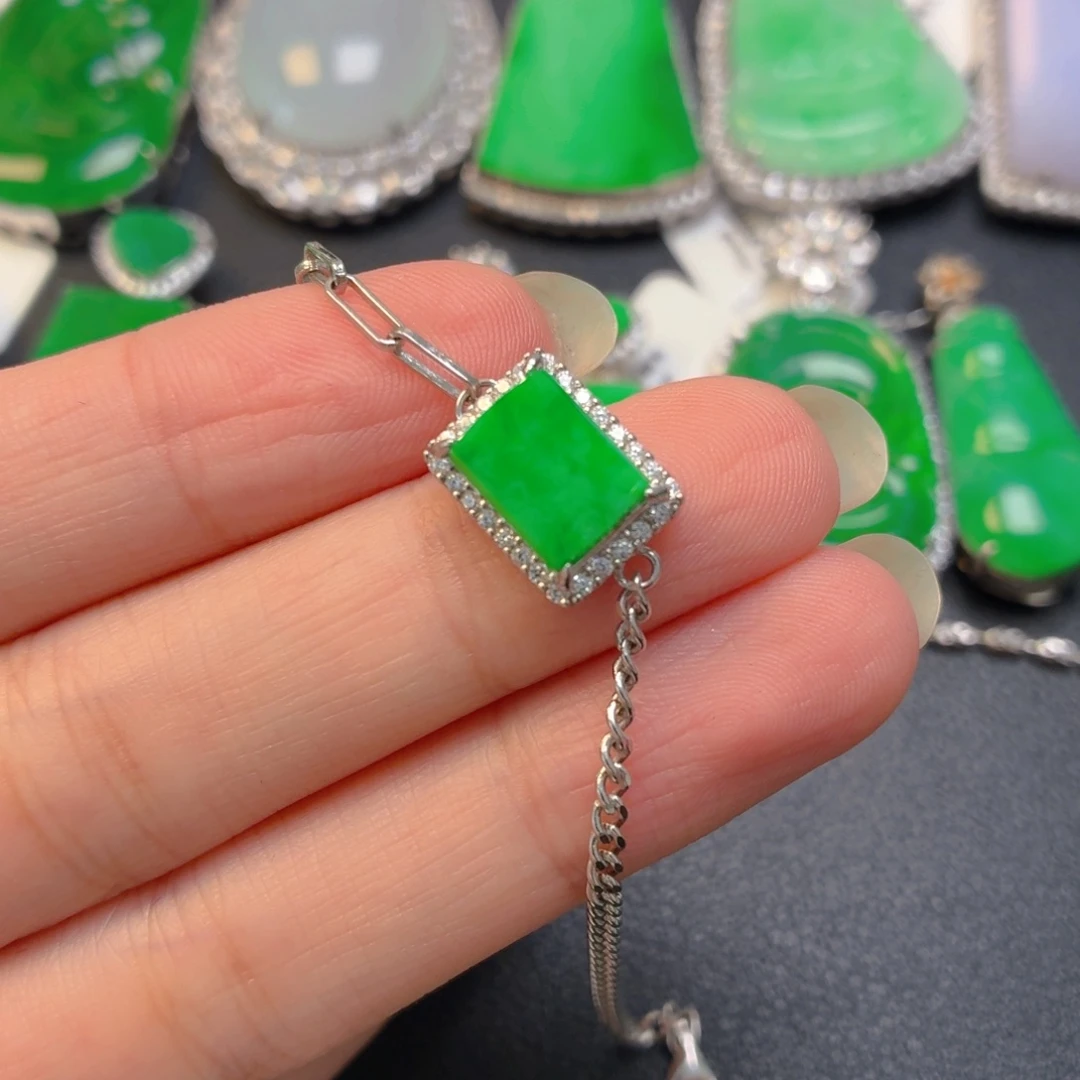 翡翠银S925镶嵌颈饰