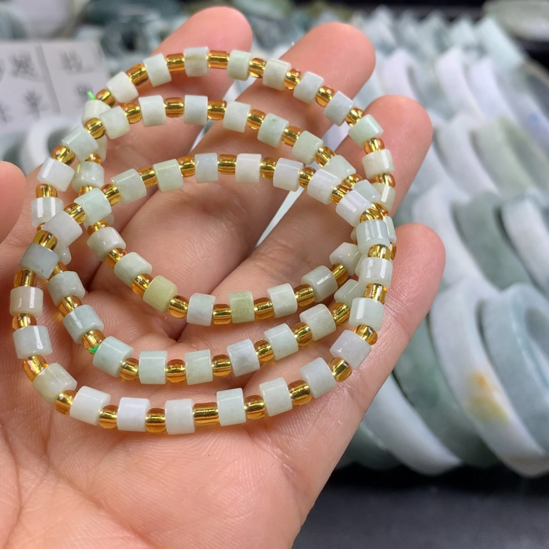 翡翠未镶嵌手链多样性发一件