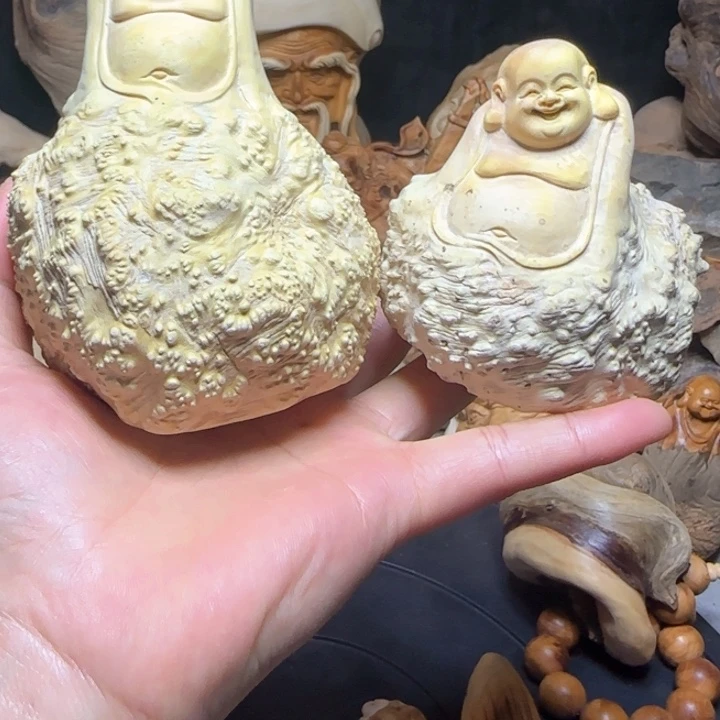 黄杨木碗**缶手把件还是摆件