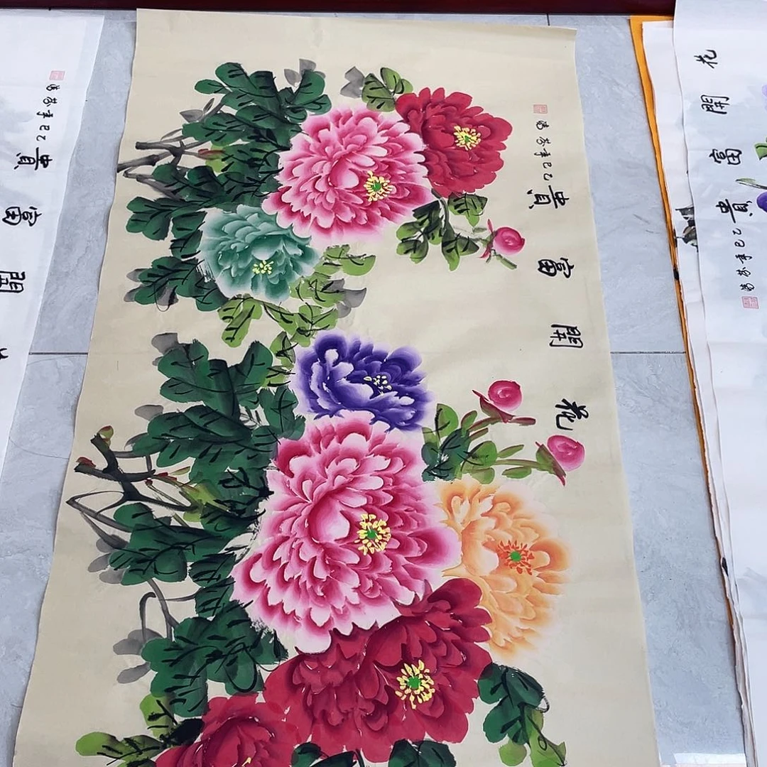 国画国画作品原稿四尺横幅仿古五彩