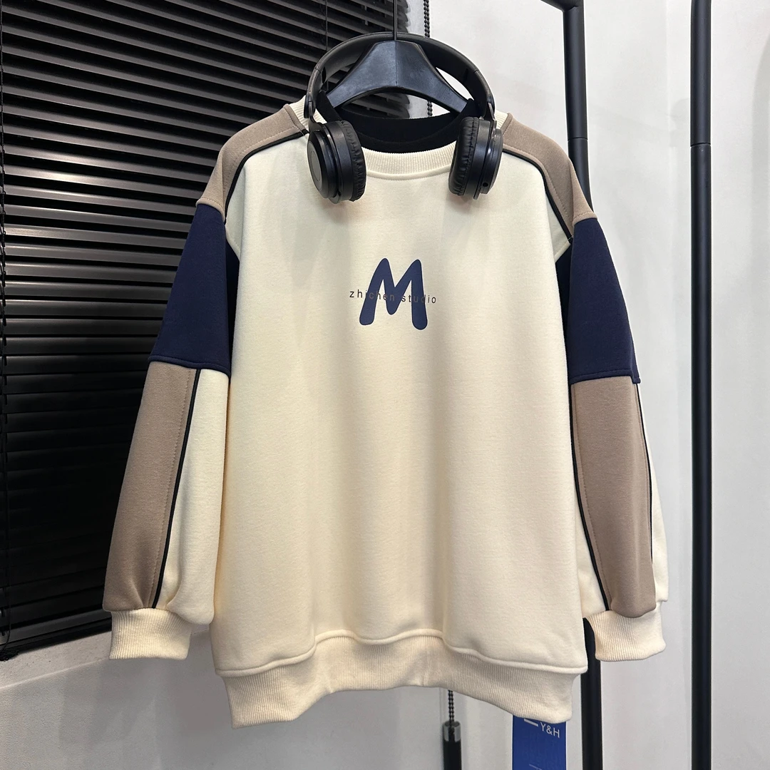 男童冬装一体绒卫衣2024冬季新款中大儿童洋气冬款上衣男孩潮冬天