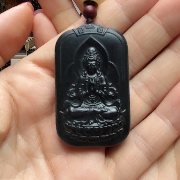 和田玉（墨玉）未镶嵌颈饰观音牌