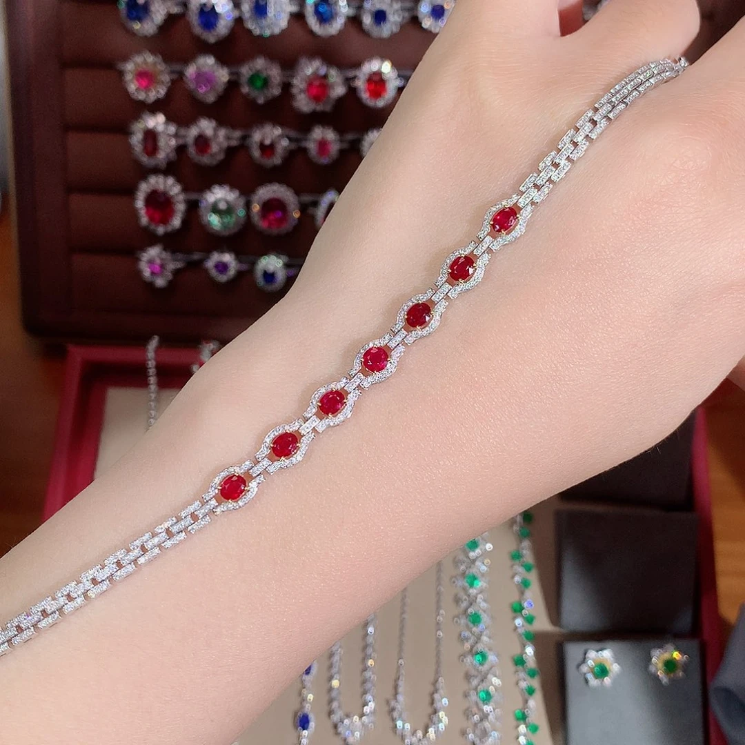 手链红宝石18K金镶嵌2.13ct/天然宝石/七天无理由