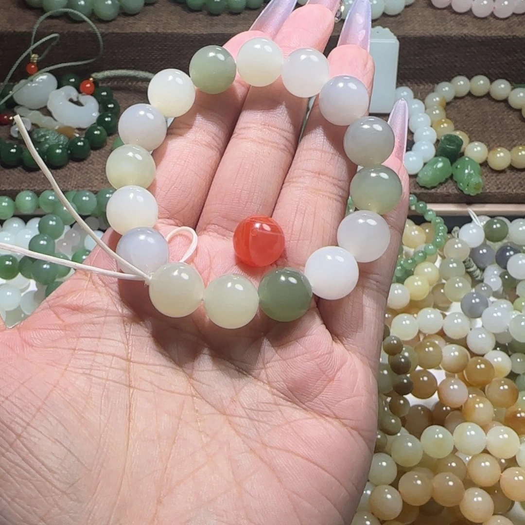 銀***和田玉未镶嵌手链