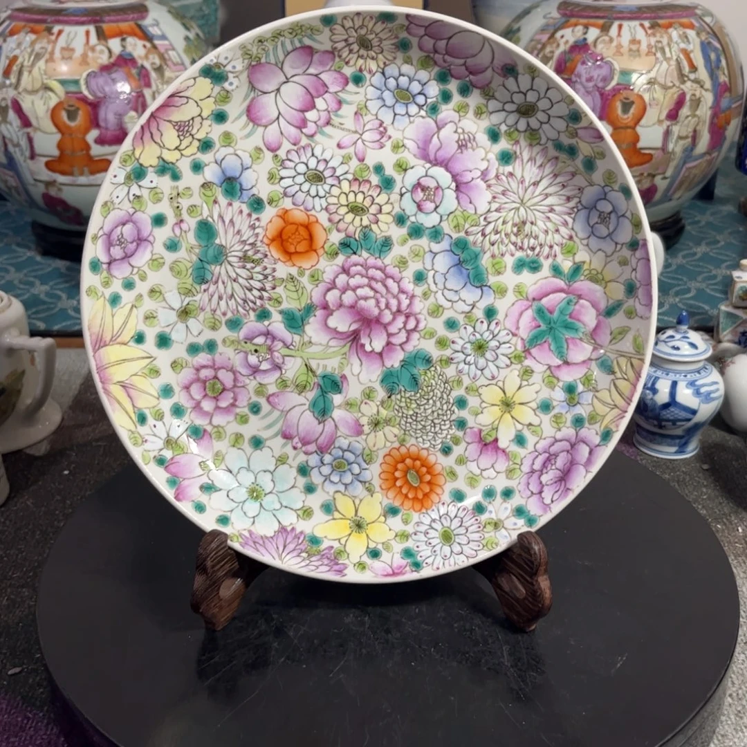 摆件粉彩花卉赏盘