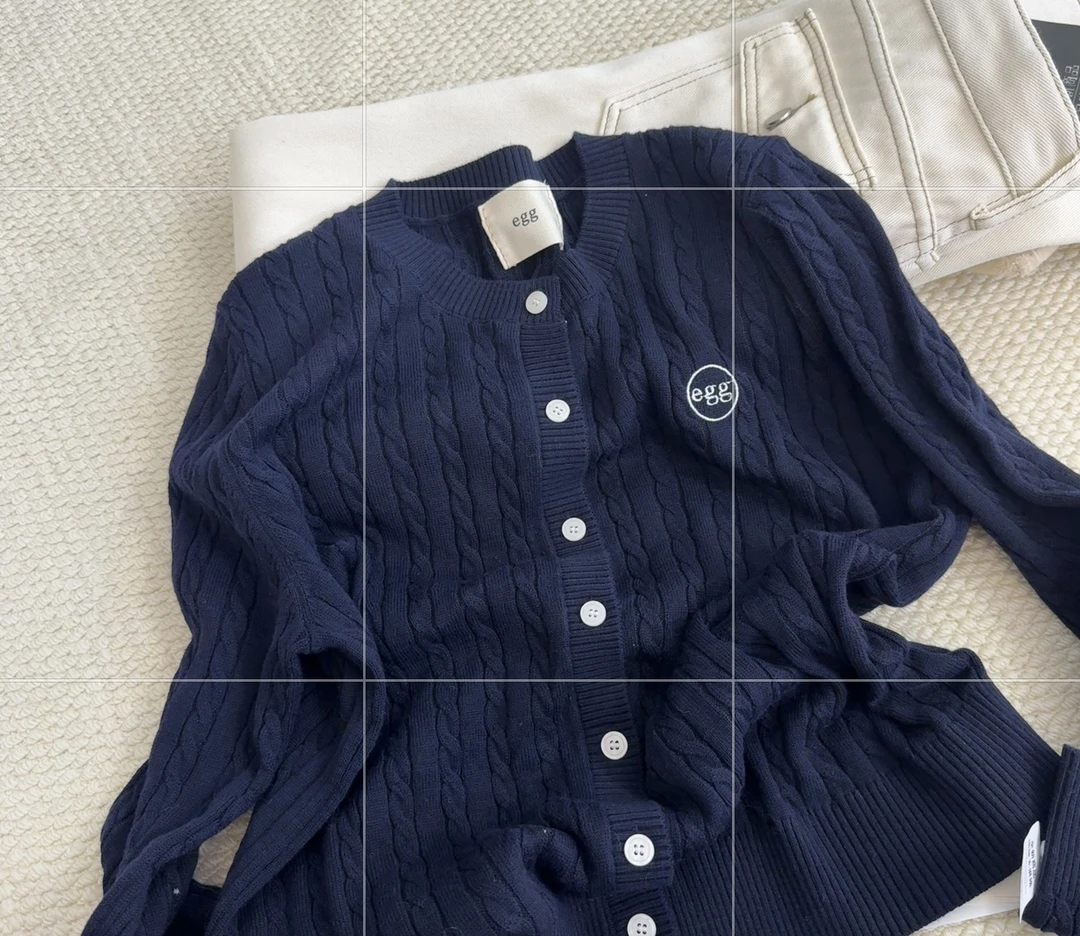 韩系灰色圆领麻花针织开衫女秋冬新款软糯毛衣