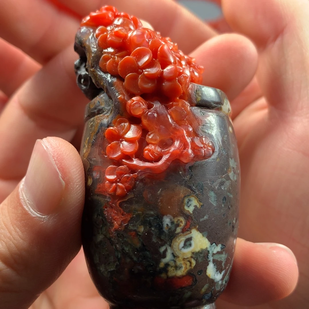 南红玛瑙未镶嵌1啊东寨老南红花瓶