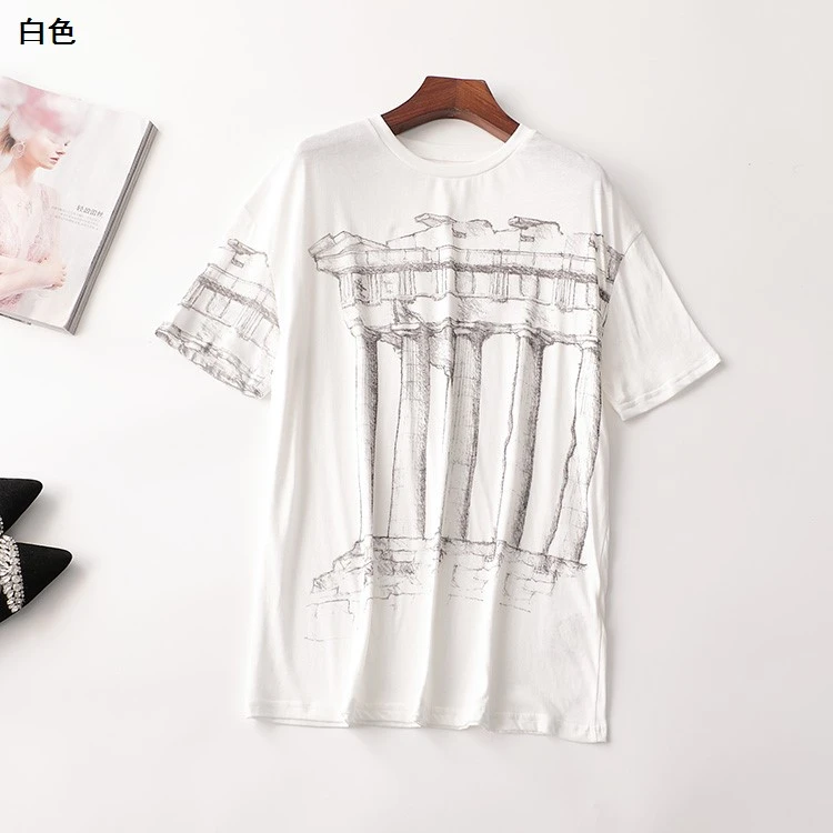 242194夏中长款短袖圆领T恤